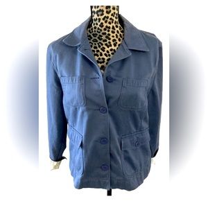 LL Bean Jacket Blazer LP Blue 4 Pocket Big Button Light Academia Cabincore 44” W